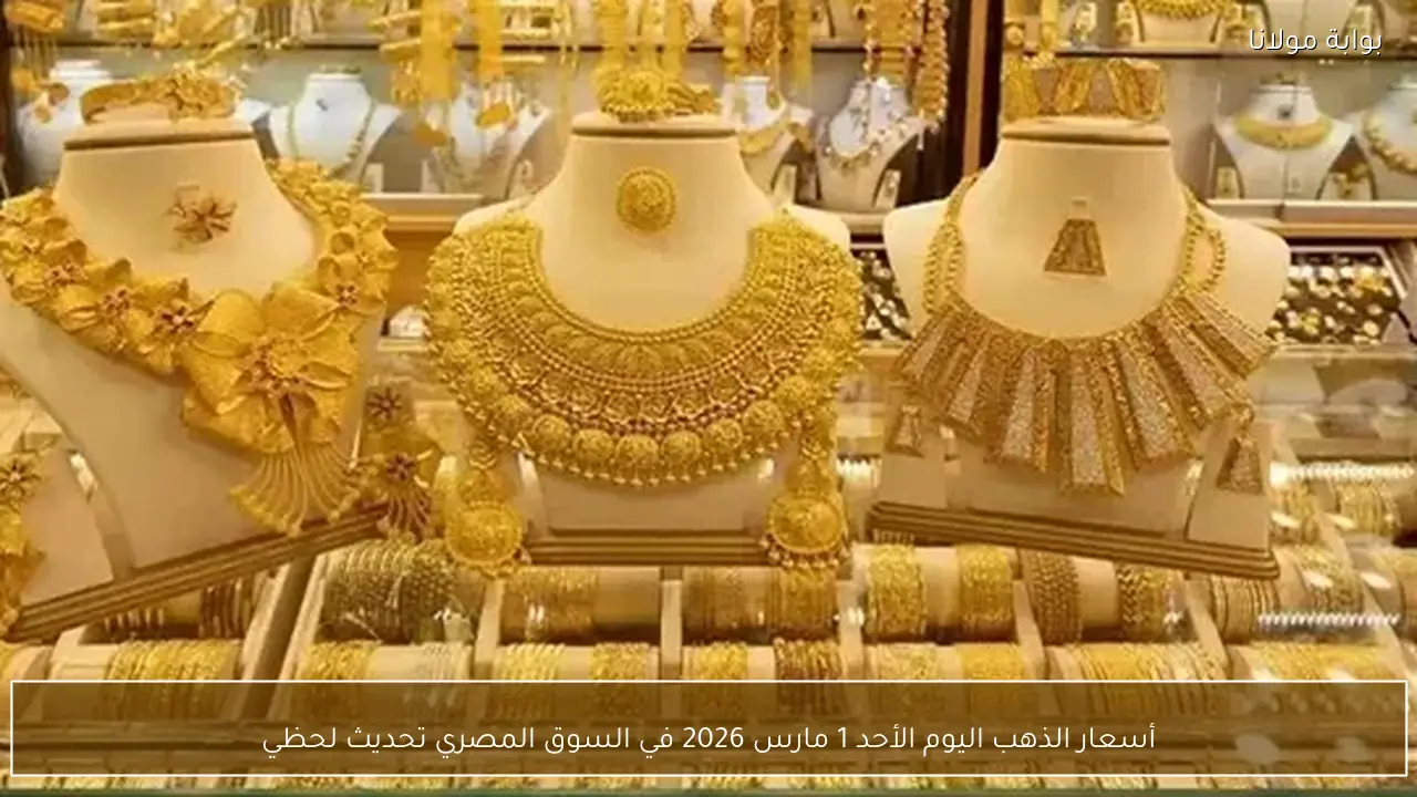 أسعار الذهب اليوم الأحد 1 مارس 2026 في السوق المصري تحديث لحظي