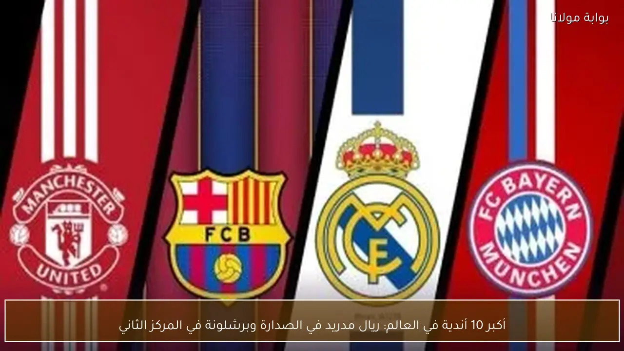 أكبر 10 أندية في العالم: ريال مدريد في الصدارة وبرشلونة في المركز الثاني