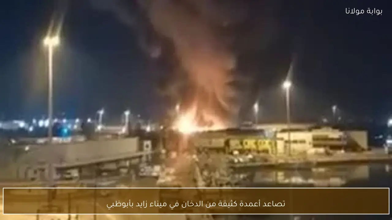 تصاعد أعمدة كثيفة من الدخان في ميناء زايد بأبوظبي