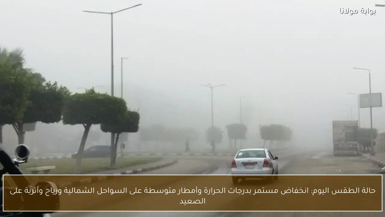 حالة الطقس اليوم: انخفاض مستمر بدرجات الحرارة وأمطار متوسطة على السواحل الشمالية ورياح وأتربة على الصعيد