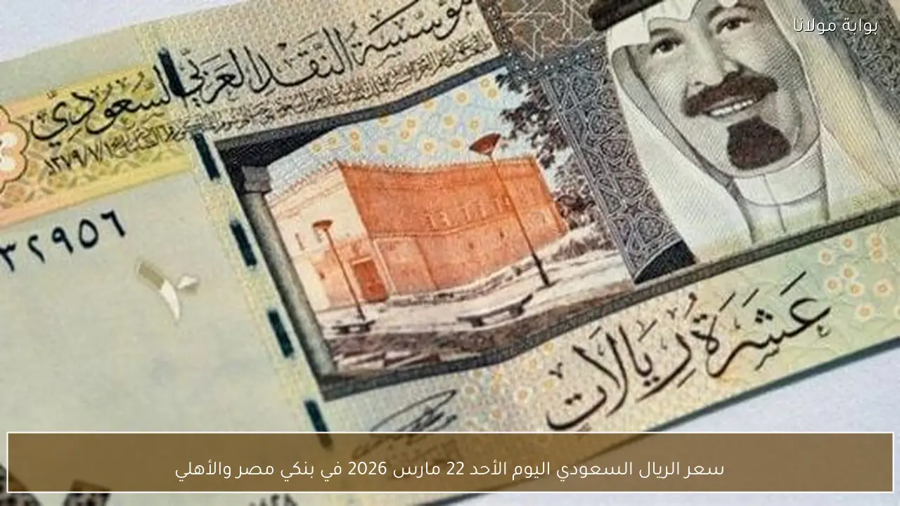 سعر الريال السعودي اليوم الأحد 22 مارس 2026 في بنكي مصر والأهلي