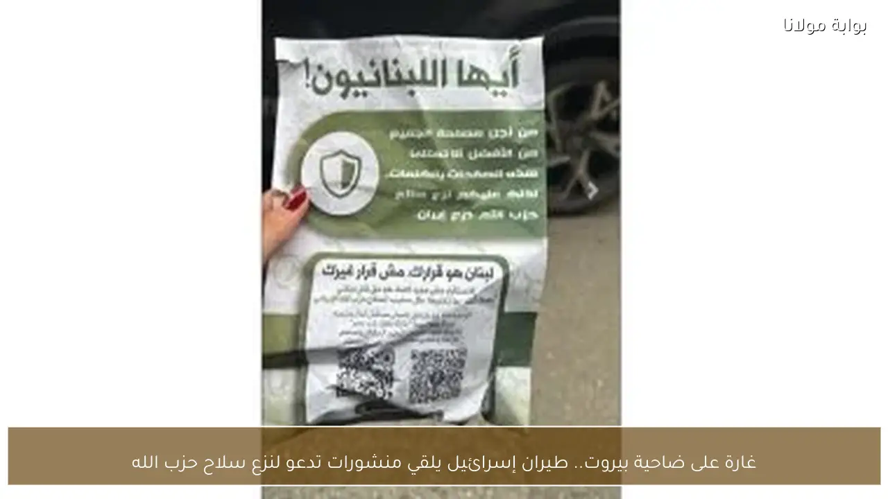 غارة على ضاحية بيروت.. طيران إسرائيل يلقي منشورات تدعو لنزع سلاح حزب الله