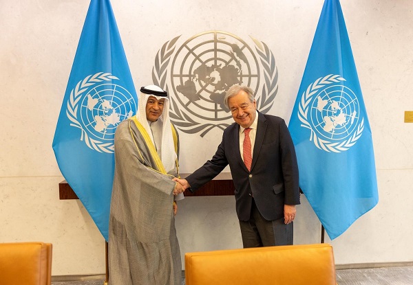 الأمين العام لمجلس التعاون لدول الخليج العربية جاسم محمد البديوي مع الأمين العام للأمم المتحدة أنطونيو جوتيرش