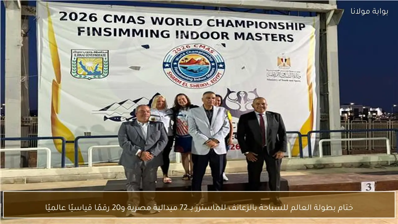 ختام بطولة العالم للسباحة بالزعانف للماسترز بـ 72 ميدالية مصرية و20 رقمًا قياسيًا عالميًا