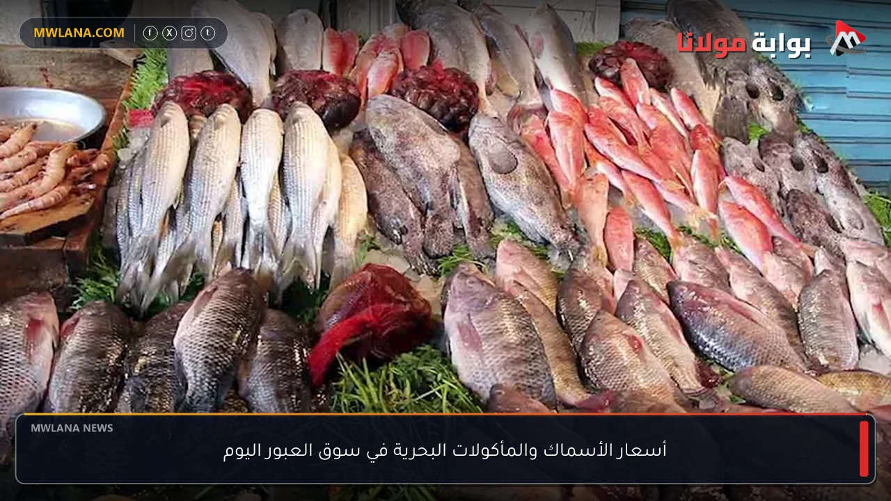أسعار الأسماك والمأكولات البحرية في سوق العبور اليوم
