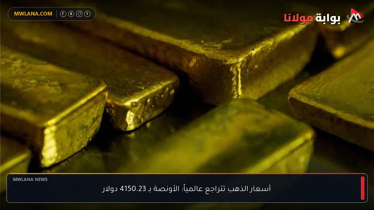 أسعار الذهب تتراجع عالمياً: الأونصة بـ 4150.23 دولار