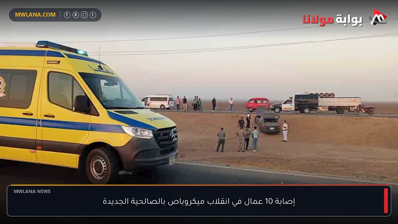 إصابة 10 عمال في انقلاب ميكروباص بالصالحية الجديدة