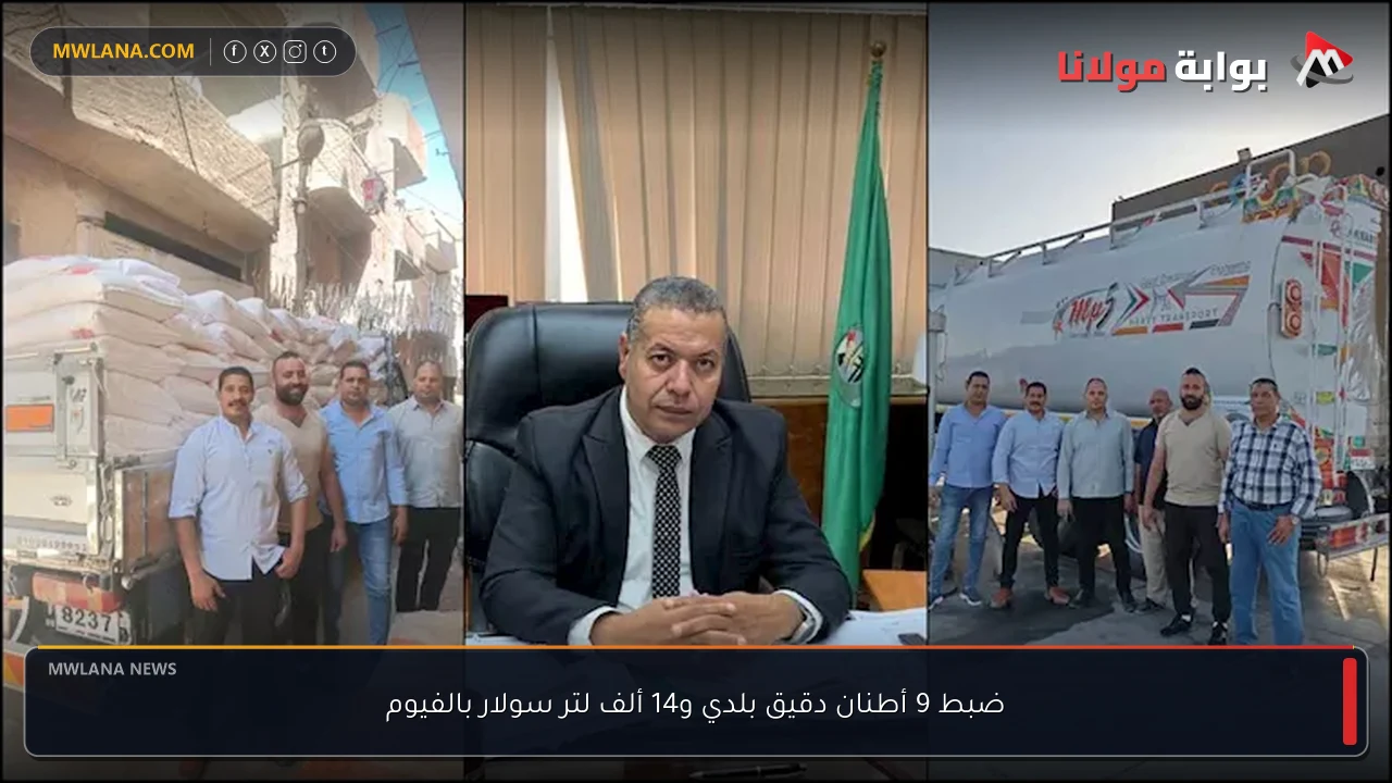 ضبط 9 أطنان دقيق بلدي و14 ألف لتر سولار بالفيوم